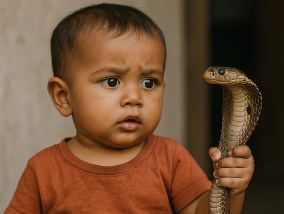 زہریلے سانپ کا کمسن بچے پر حملہ، بچے نے سانپ کو ہی کاٹ کر جان سے مار دیا