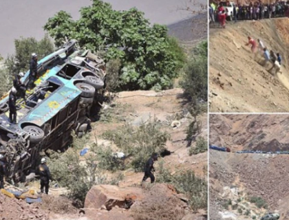 پیرو میں 60 مسافروں کو لے جانے والی بس گہری کھائی میں گر گئی، 15 ہلاک