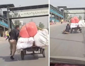 پولیس اہلکار کو ہیرو بننا مہنگا پڑگیا، گاڑی سے لٹکے ہوئے سڑک پر گھسیٹنے کی ویڈیو وائرل