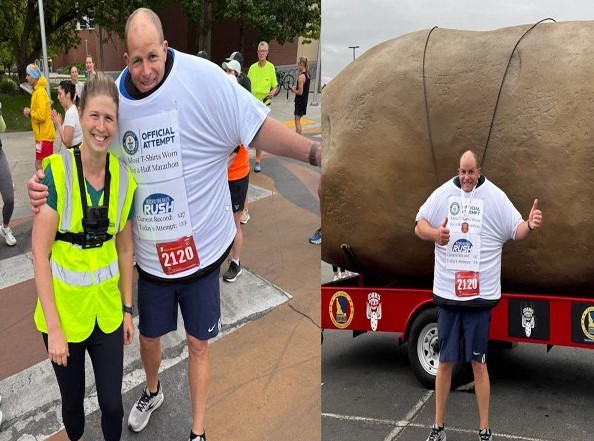 امریکا,ہالف میراتھون میں 137 ٹی شرٹس پہن کر دوڑنے کا انوکھا ریکارڈ