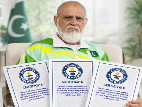 74 سالہ پاکستانی نسیم الدین نے گنیز ورلڈ ریکارڈز کی ہیٹ ٹرک مکمل کرلی