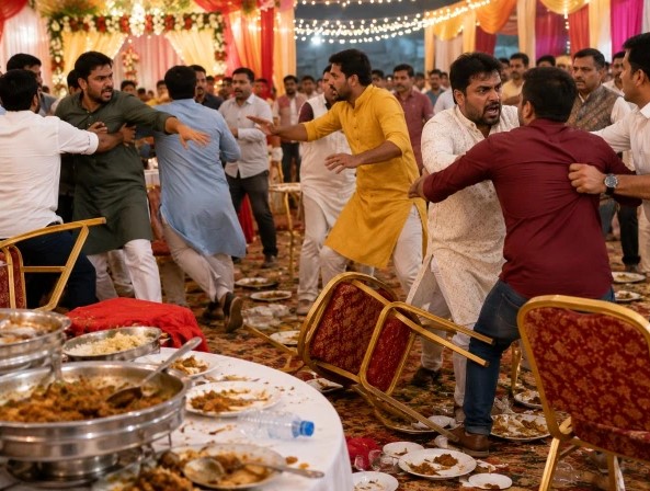 مٹن کی جگہ چکن رکھنے پر شادی کی تقریب میں گھونسے چل گئے، 12 زخمی